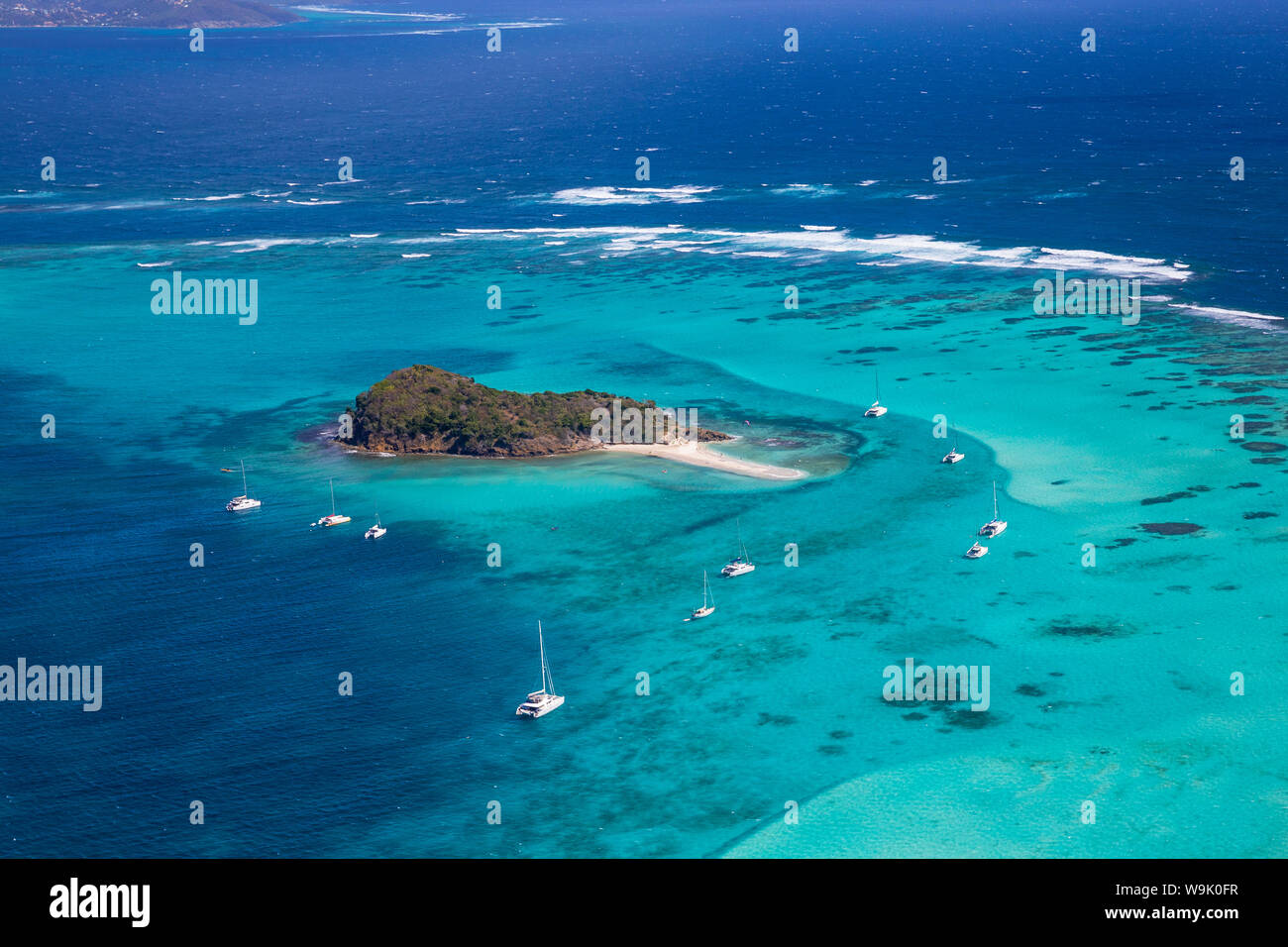 Luftaufnahme von Baradal, Tobago Cays, die Grenadinen, St. Vincent und die Grenadinen, Karibik, Karibik, Zentral- und Lateinamerika Stockfoto