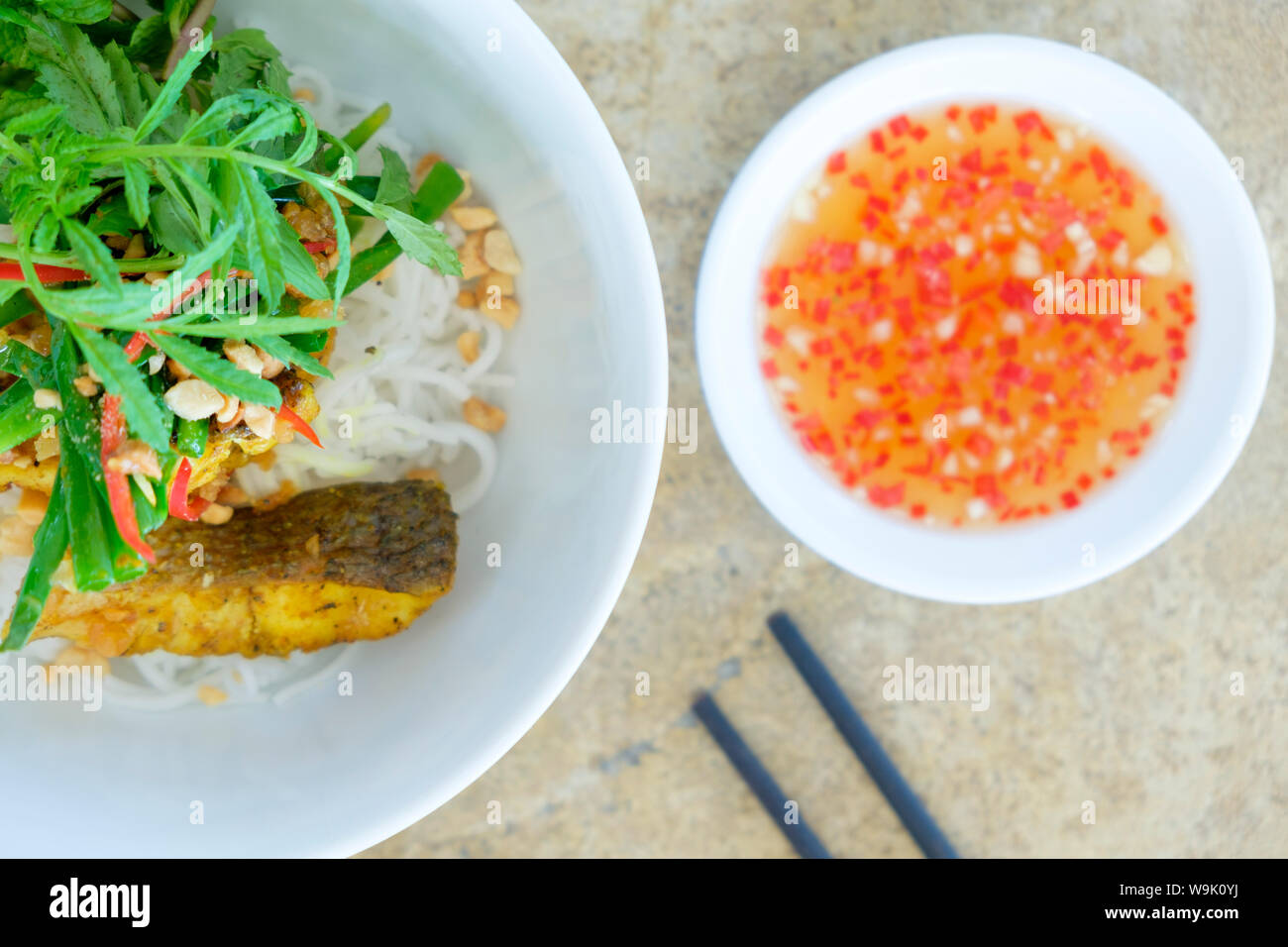 Salat und Soße, vietnamesisch Essen, Vietnam, Indochina, Südostasien, Asien Stockfoto