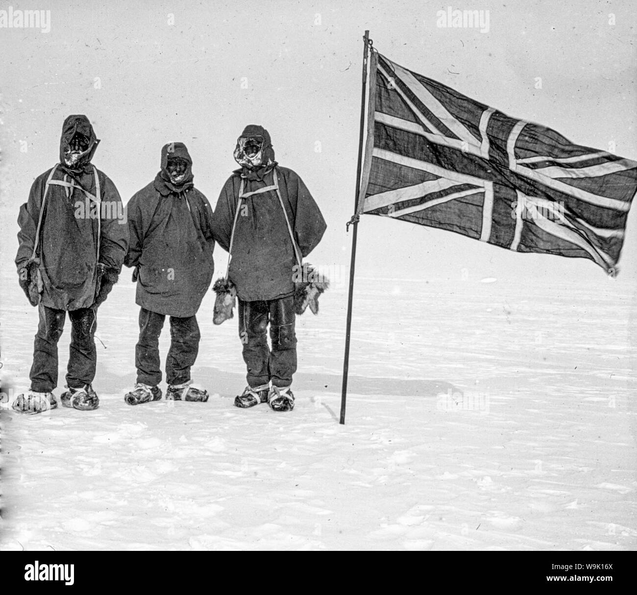 Adams, Wild und Shackleton am weitesten entfernte South Point auf der Nimrod Expedition zum Südpol, 1908-1909, Foto Stockfoto