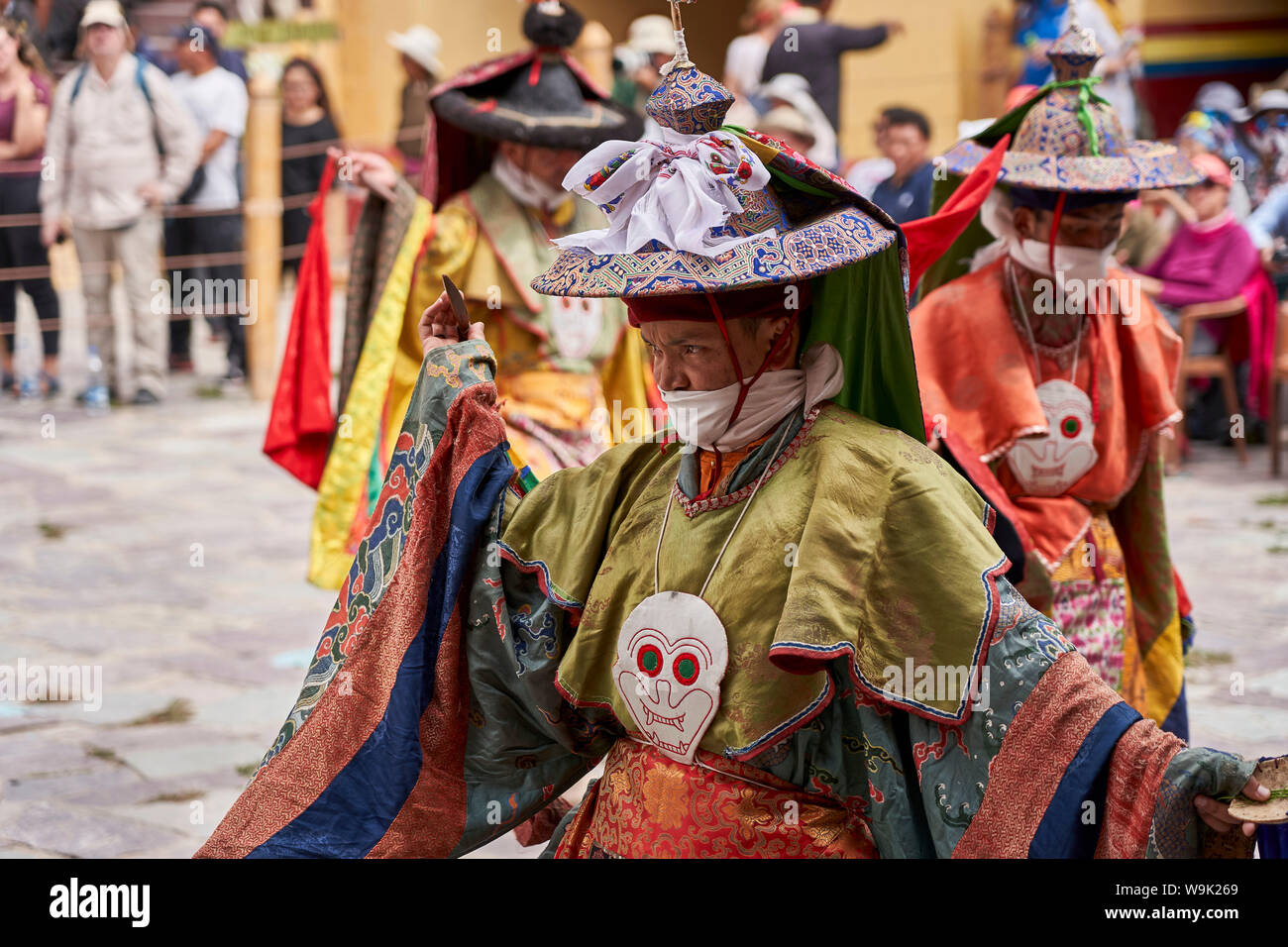 Cham Tänzer im Hemis Kloster Festive 2019, Ladakh. Stockfoto