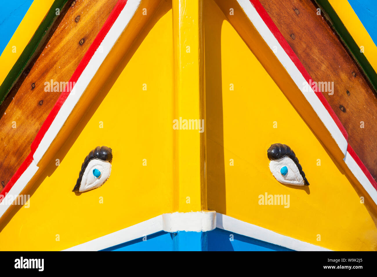 Auge des Horus auf traditionellen Malta Fischerboot, Marsaxlokk, Malta, Mittelmeer, Europa Stockfoto