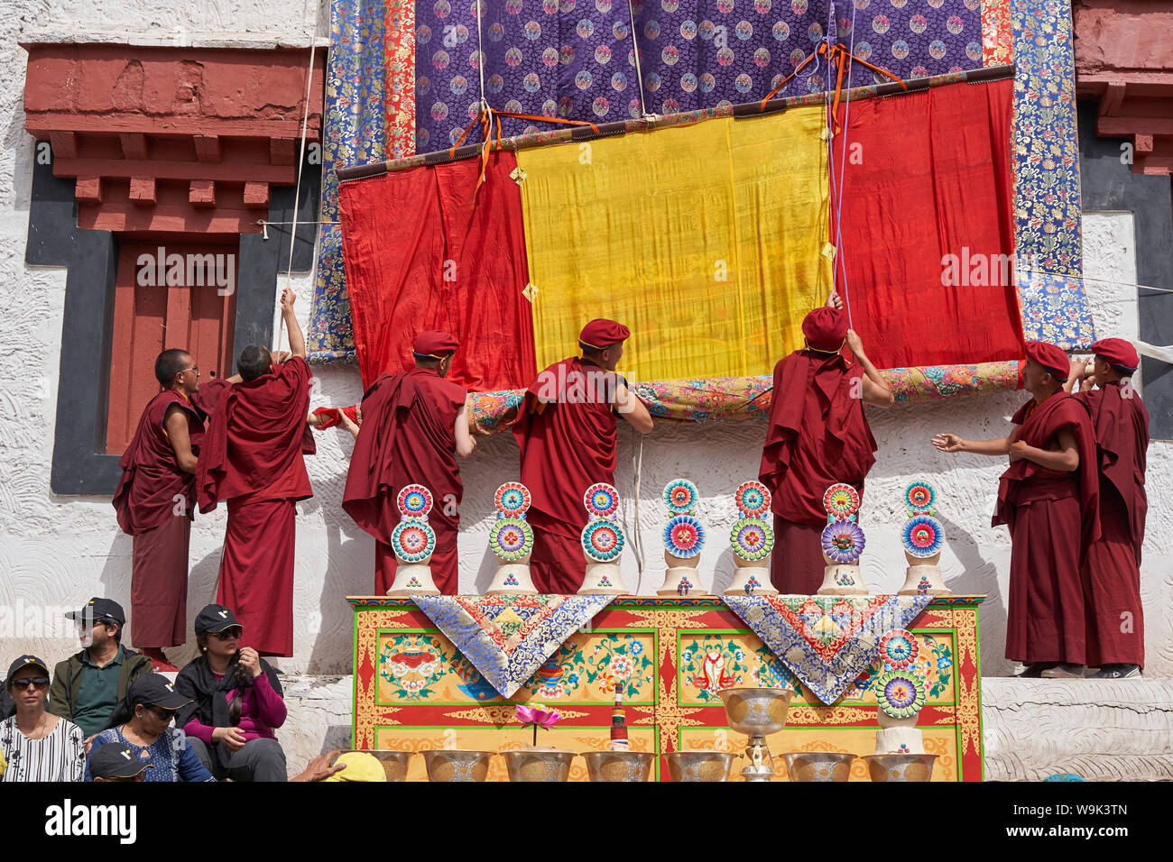 Entfalung heiligen Tanka in Hemis Kloster Festlich 2019, Ladakh. Stockfoto
