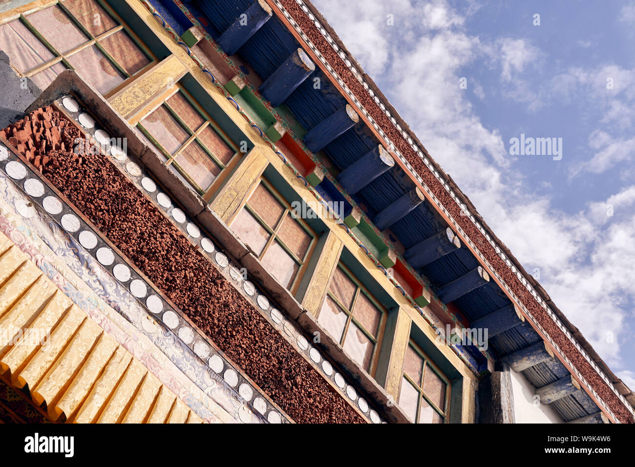 Hemis Kloster Gebäude Detail auf Festive 2019, Ladakh. Stockfoto