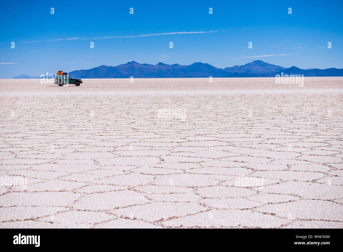 Eine 4WD Tour von Uyuni Salzebenen (Salar de Uyuni), Uyuni, Bolivien, Südamerika Stockfoto