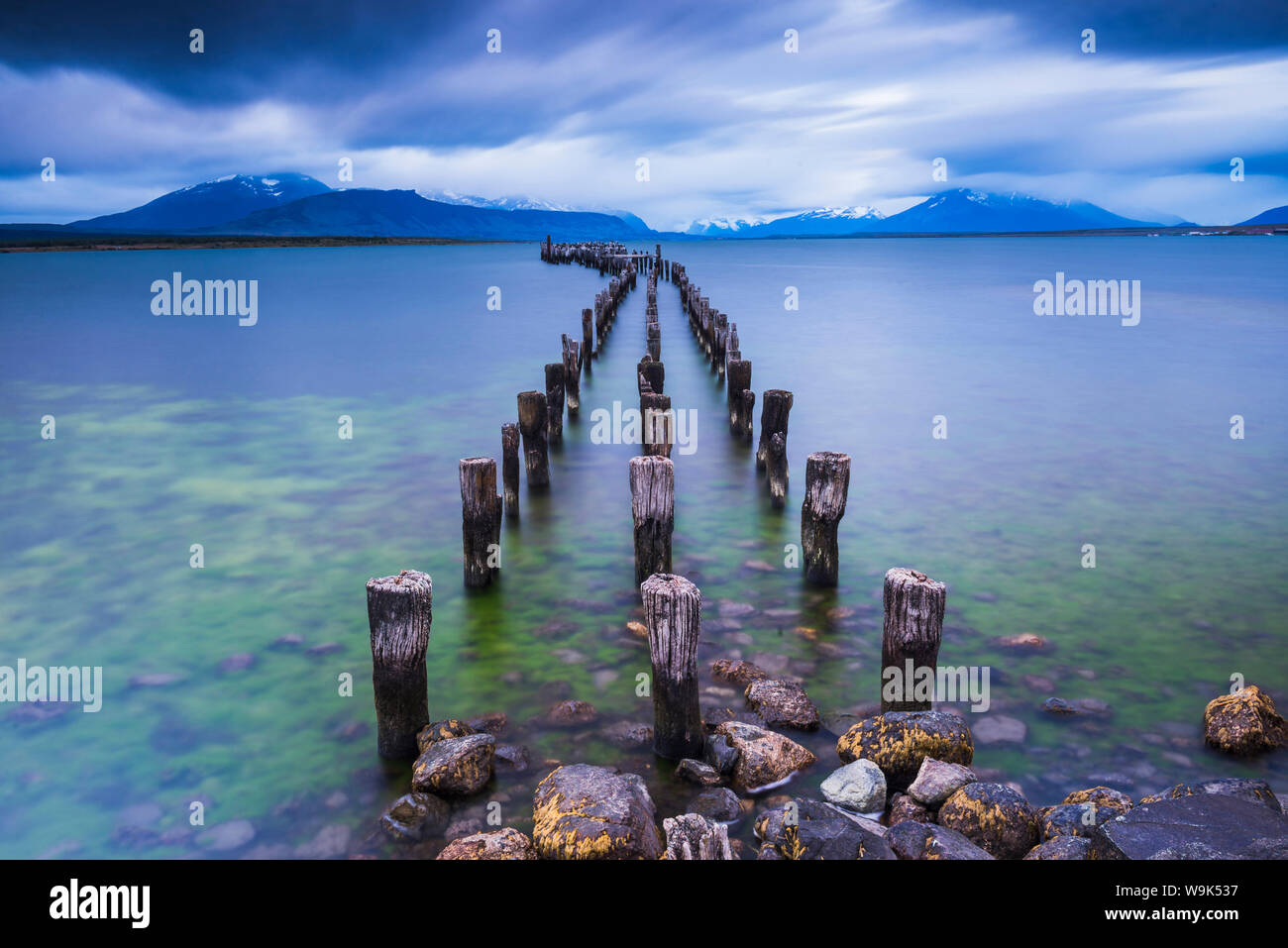 Alte Pier in Puerto Natales, Ultima Esperanza Provinz, chilenischen Patagonien, Chile, Südamerika, Südamerika Stockfoto