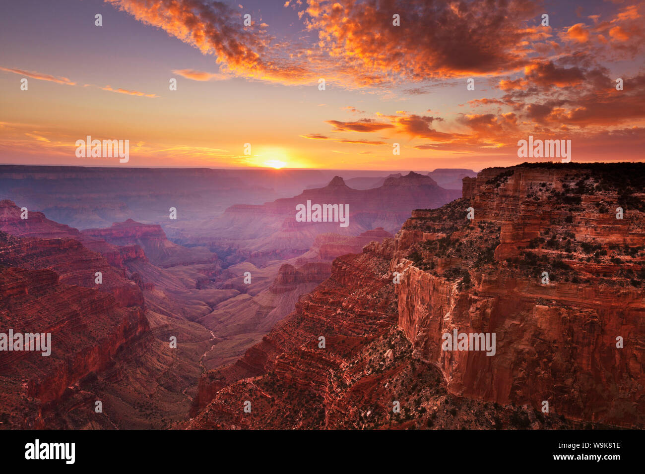 Cape Royal Sicht bei Sonnenuntergang, North Rim, Grand Canyon Nationalpark, UNESCO-Weltkulturerbe, Arizona, Vereinigte Staaten von Amerika, Nordamerika Stockfoto