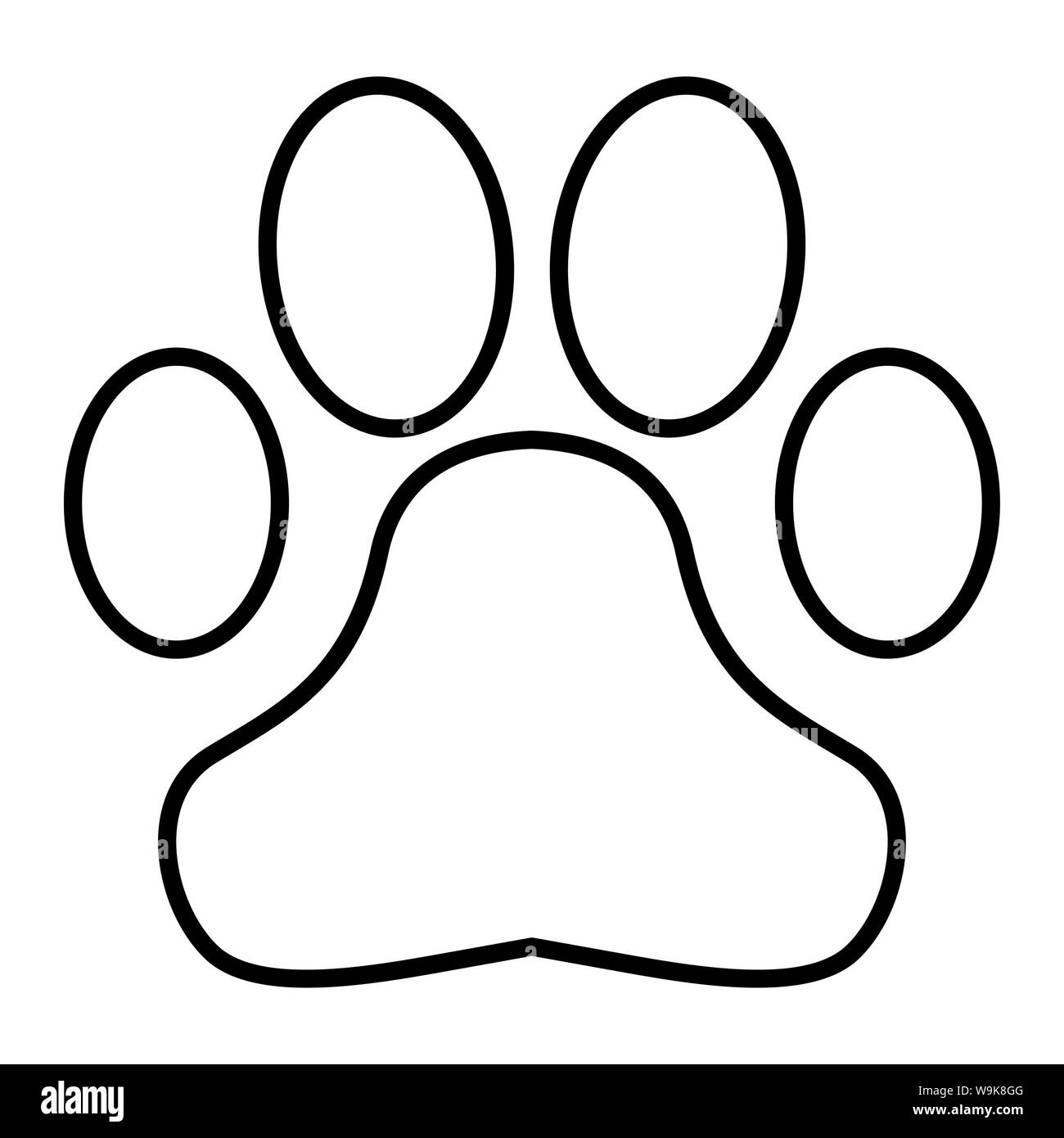 Pfotenabdruck Symbol isoliert. Hund oder Katze Pfotenabdruck. Tier verfolgen. Vector Illustration. Perfekt für Website, Muster, Design, etc. Stockfoto