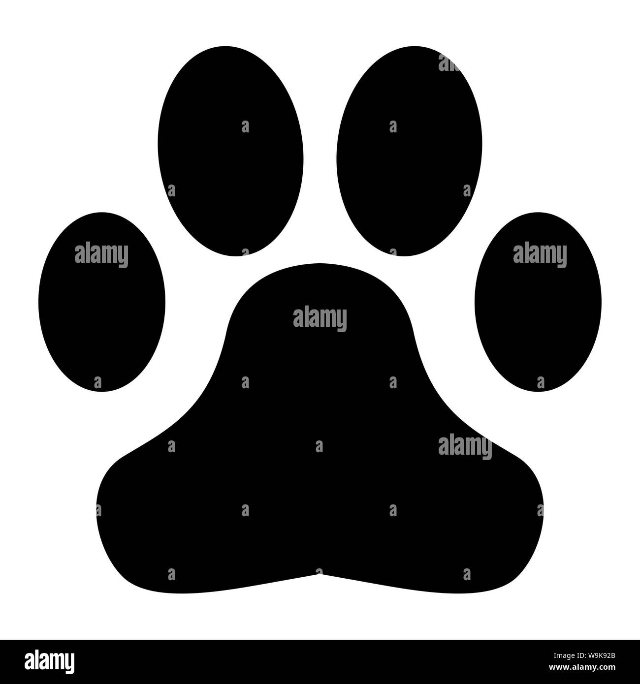 Pfotenabdruck Symbol isoliert. Hund oder Katze Pfotenabdruck. Tier verfolgen. Vector Illustration. Perfekt für Website, Muster, Design, etc. Stockfoto