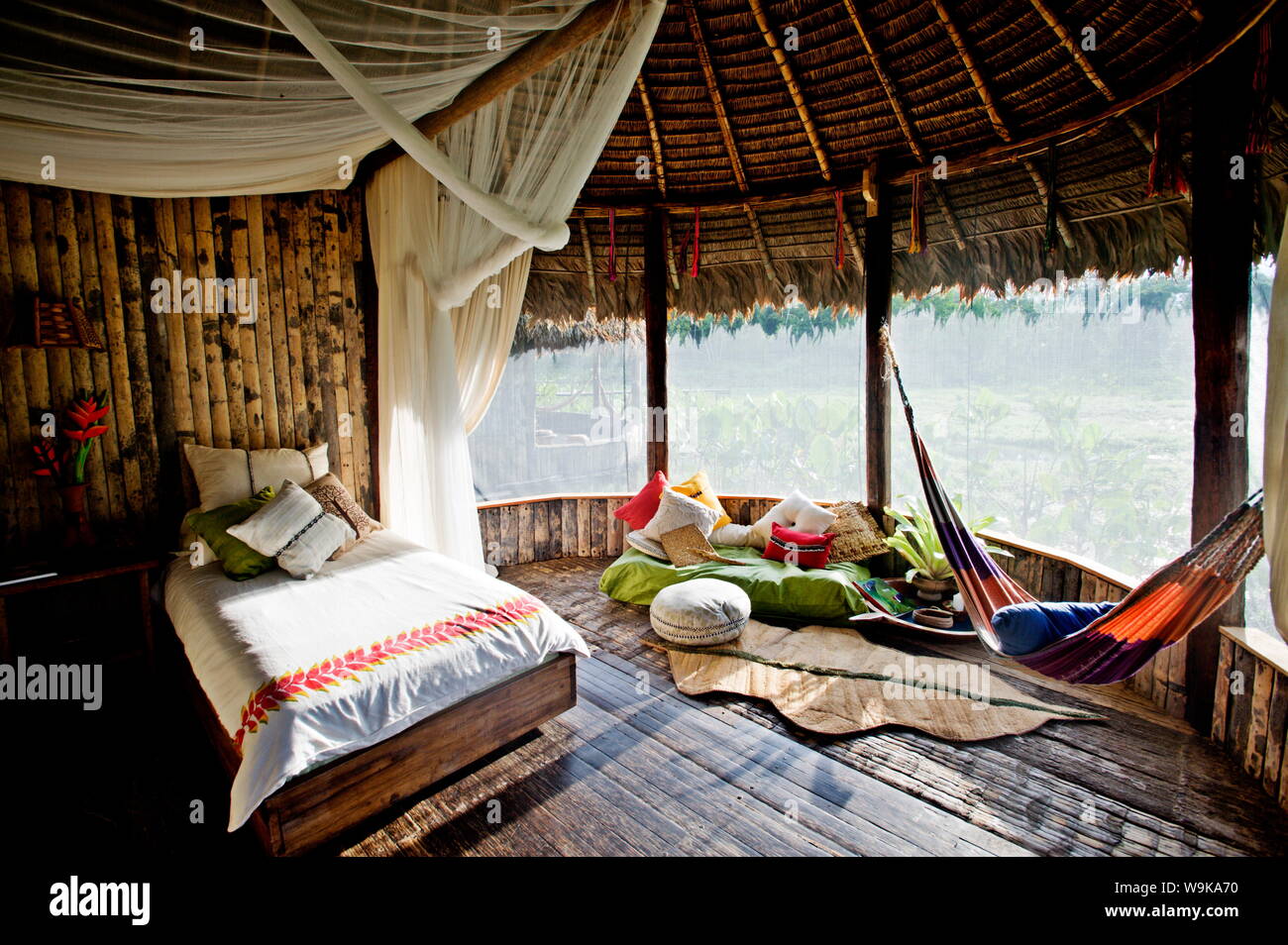 Ein Hotel Zimmer in Kapawi Ecolodge, Amazon, Ecuador, Südamerika Stockfoto