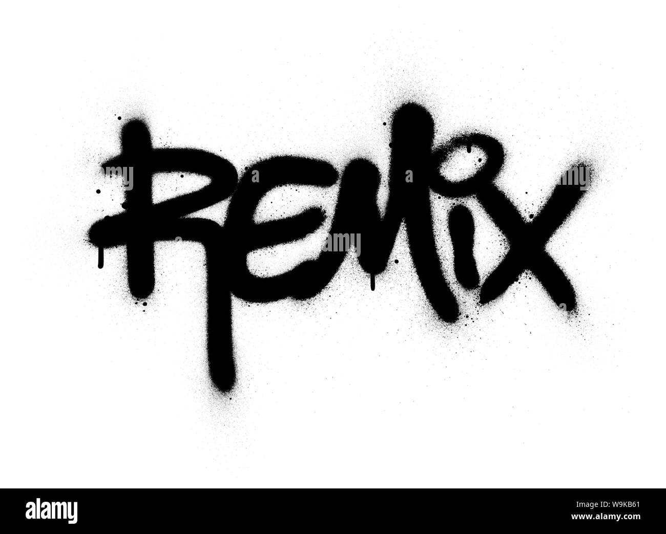 Graffiti remix Wort gesprüht in Schwarz auf Weiß Stock Vektor