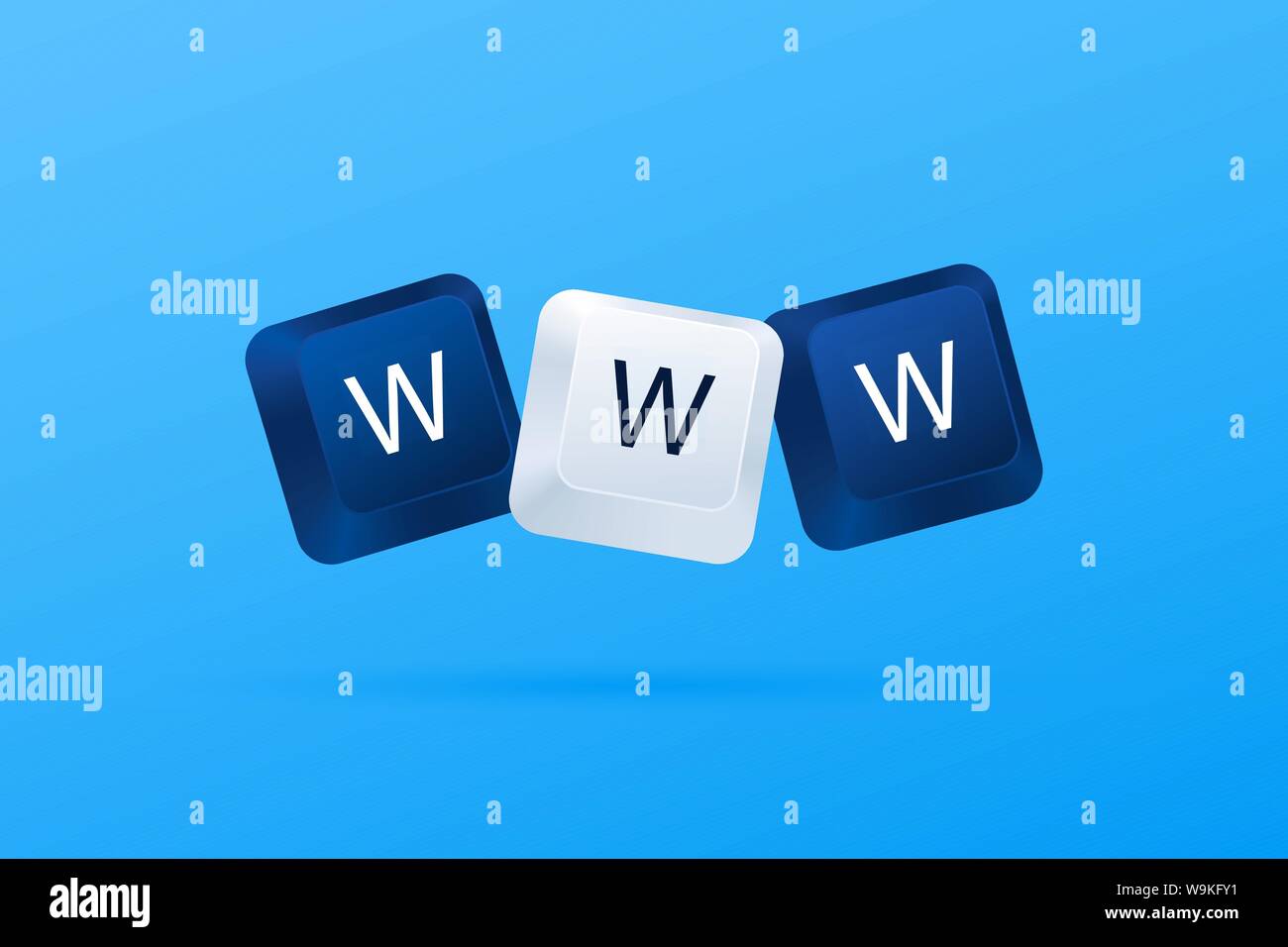 WWW Wort mit Computer Tastatur geschrieben. World Wide Web. Internet Web site Konzept. Computer Tasten auf der Tastatur. WWW Konzept. Vector Illustration Stock Vektor