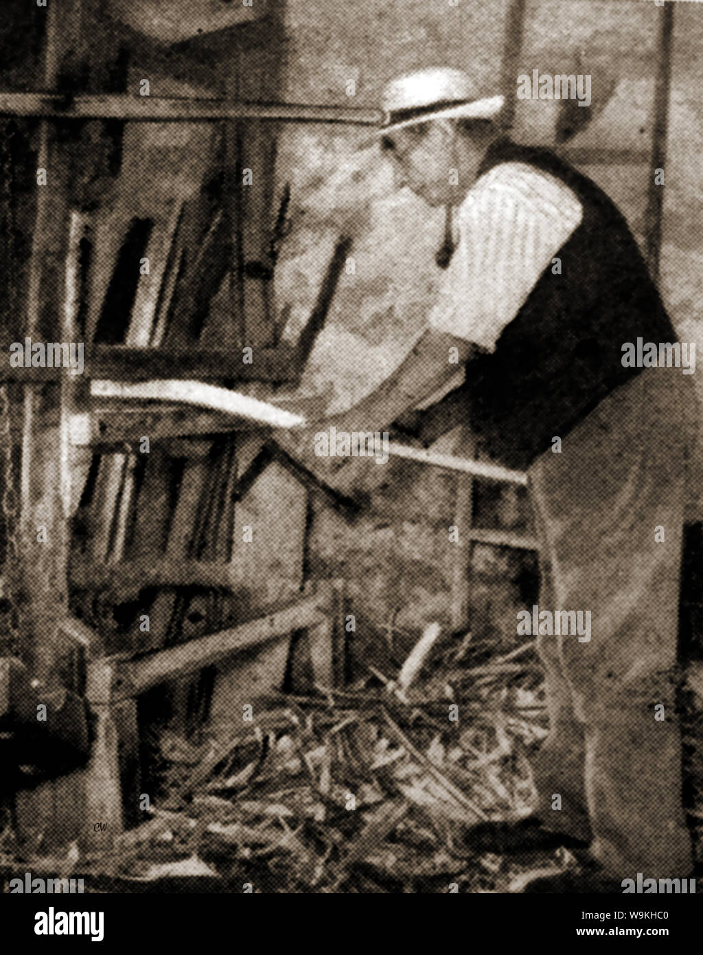 British Land Handwerker bei der Arbeit-C 1940-A Berkshire Hürde Teekocher sprach rasieren Pole Stockfoto