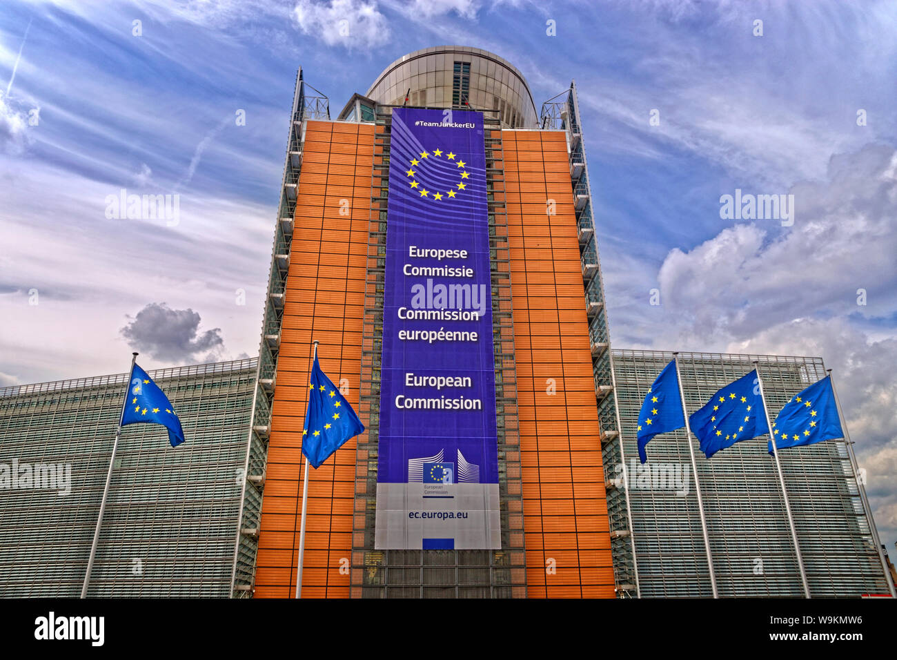 Das Berlaymont-Gebäude, dem Sitz der Europäischen Kommission in Brüssel. Belgien. Stockfoto