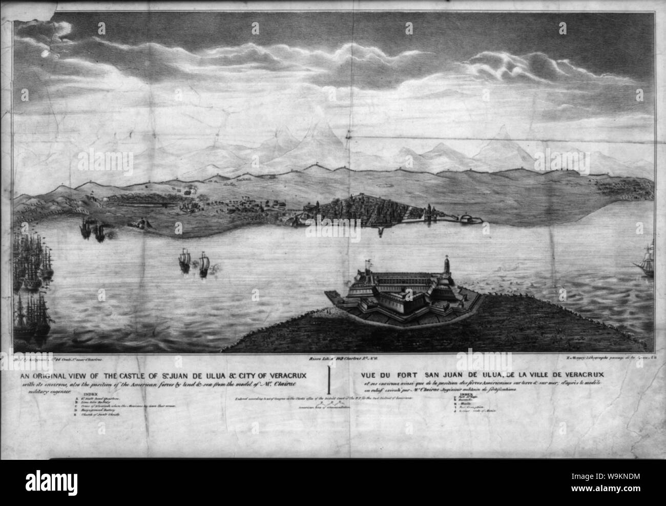 Ein Blick auf das Schloss von Sn. Juan de Ulua & Stadt Veracrux Stockfoto