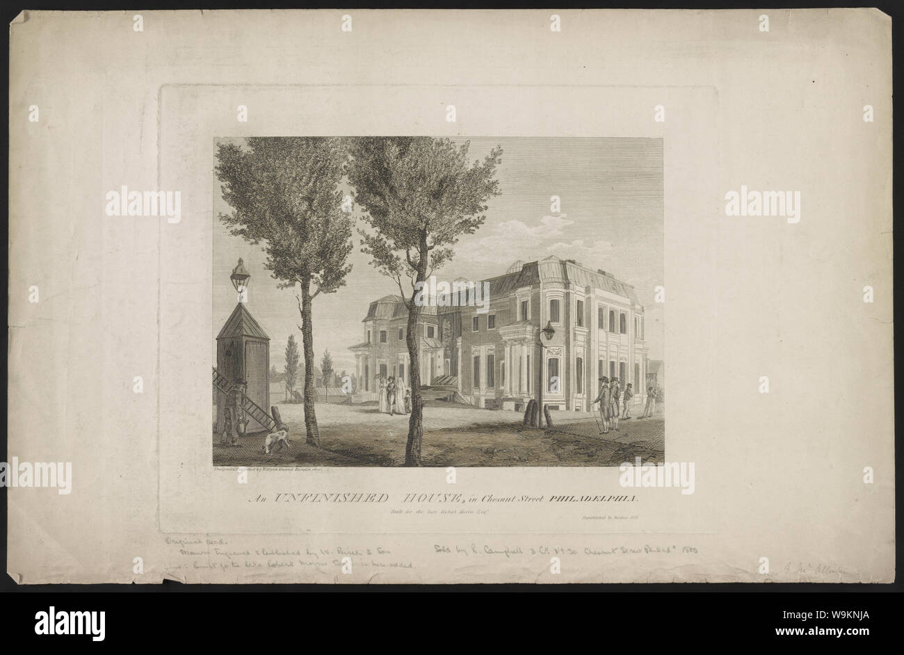 Ein unfertiges Haus, in Chesnut Street Philadelphia. Für die späten Robert Morris Esqr gebaut. /Entworfen und von W. Birke Emailmaler, 1800 veröffentlicht; durch Desilver 1841 neu aufgelegt. Stockfoto