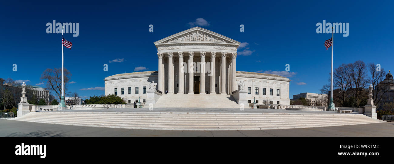Ein Panorama Bild von der Supreme Court von Fassade der Vereinigten Staaten. Stockfoto