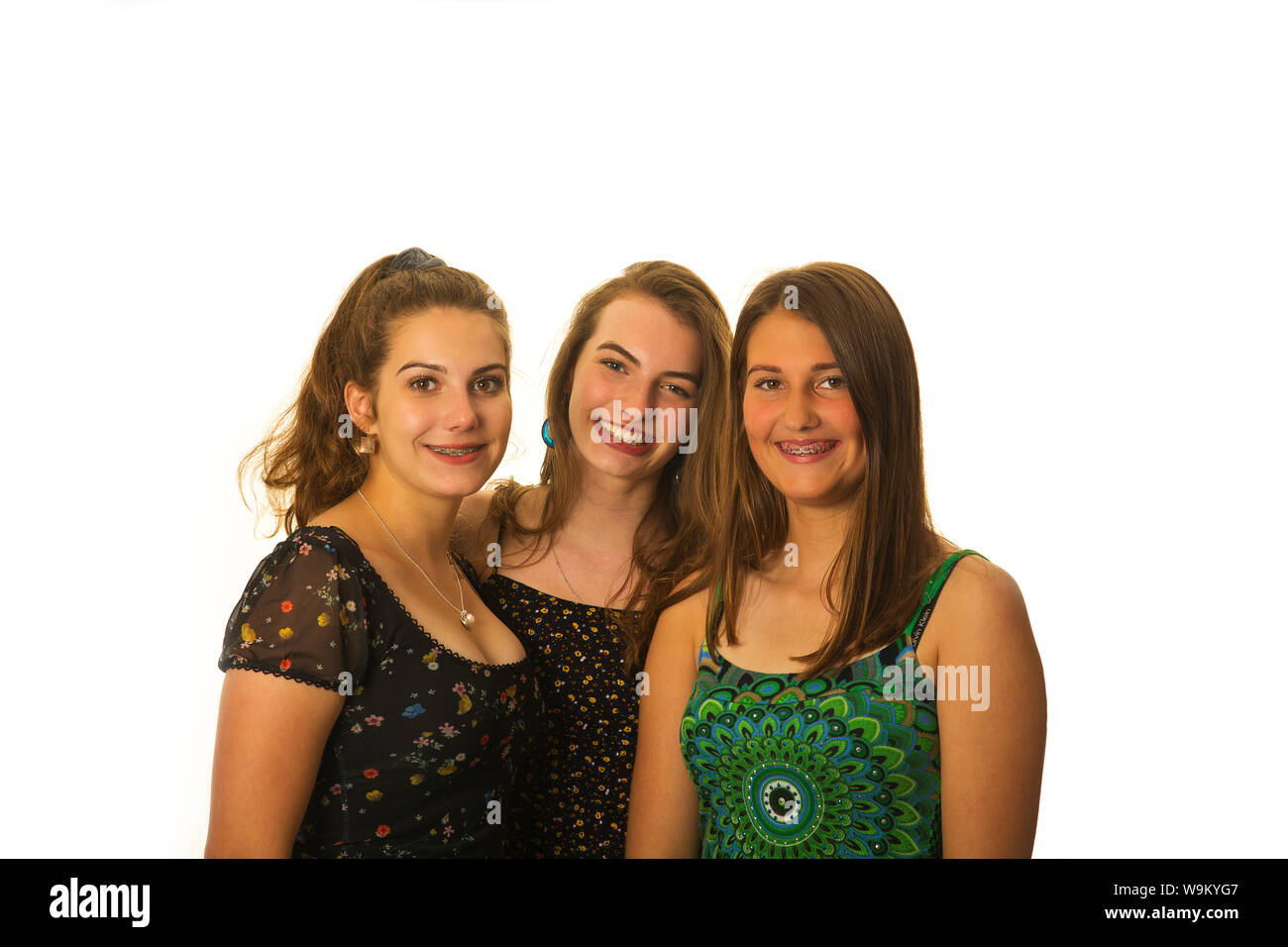 Drei Mädchen im Teenageralter in einem Studio Stockfoto