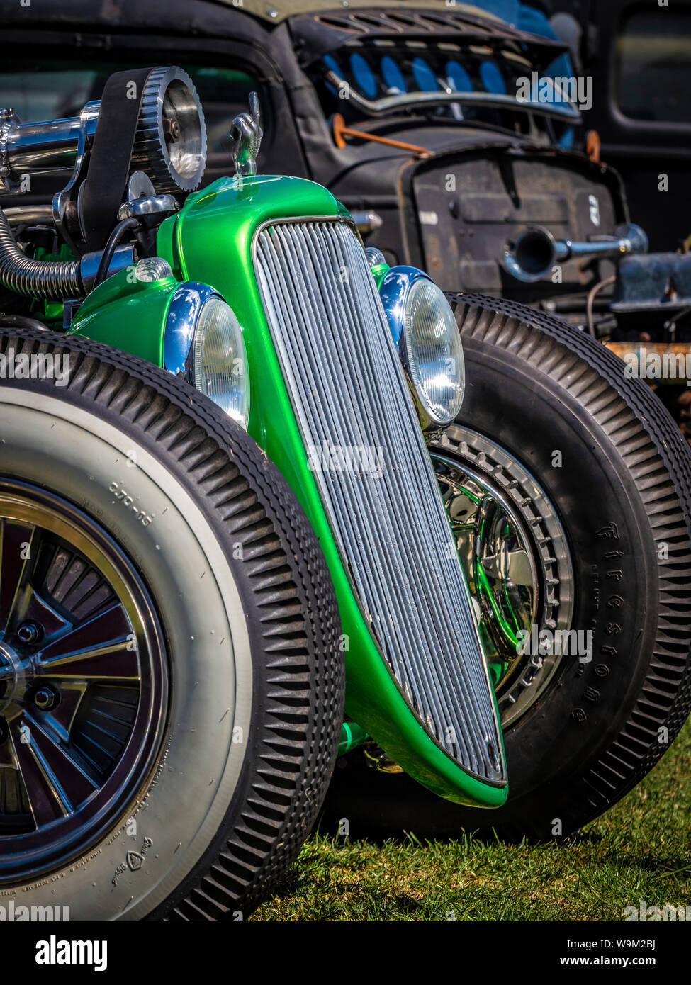 Vorderseite des Steampunk Auto in Whitby Steampunk Wochenende, Whitby, England. Stockfoto