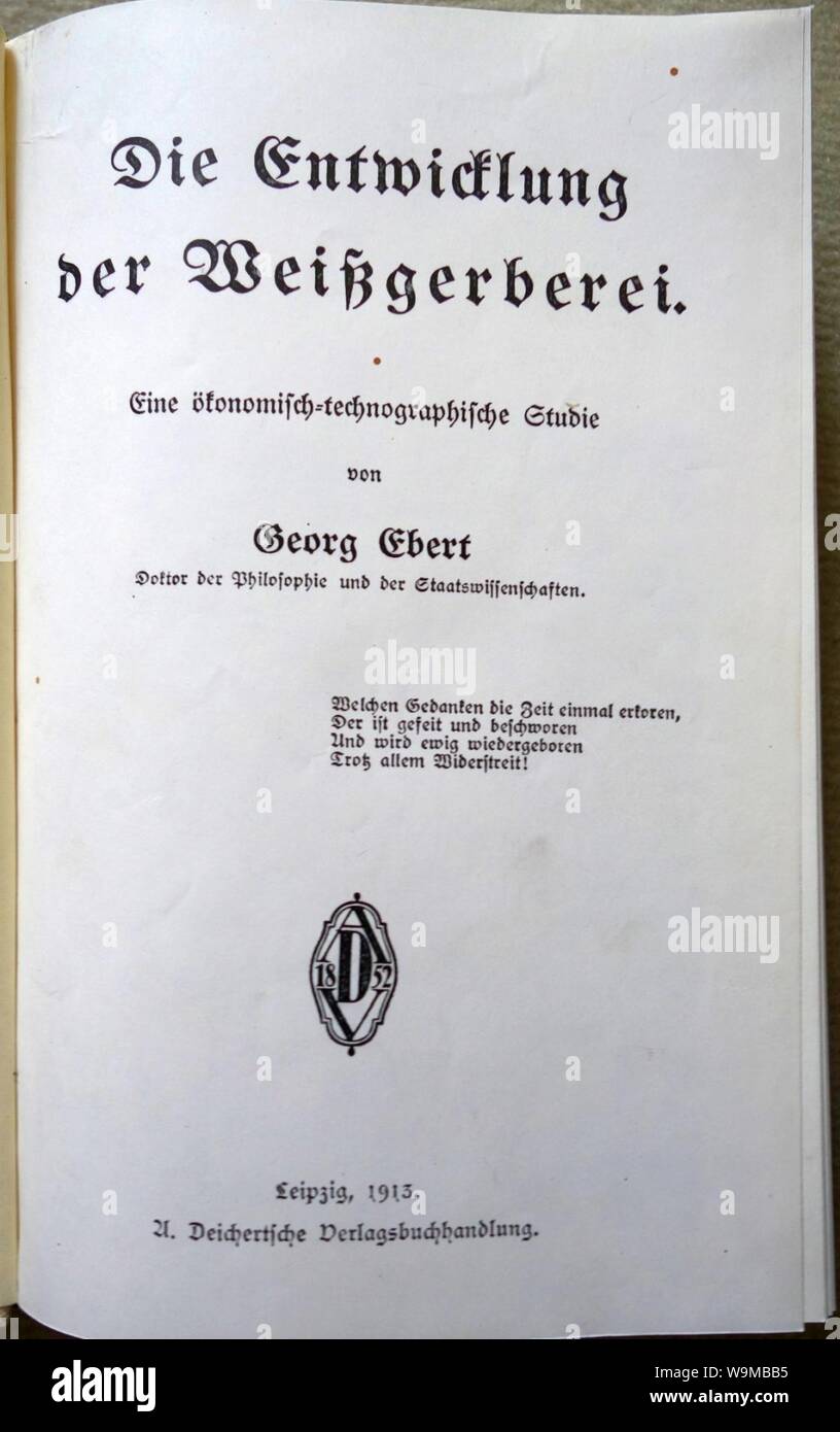 Die Entwicklung der Weißgerberei, Georg Ebert, 1913 (01). Stockfoto