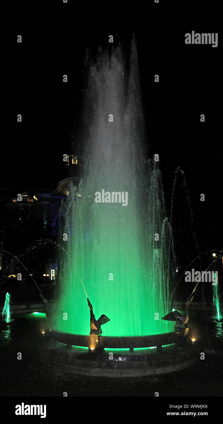 Abendlicht zeigen aus dem Brunnen im Zentrum von Plovdiv Stockfoto