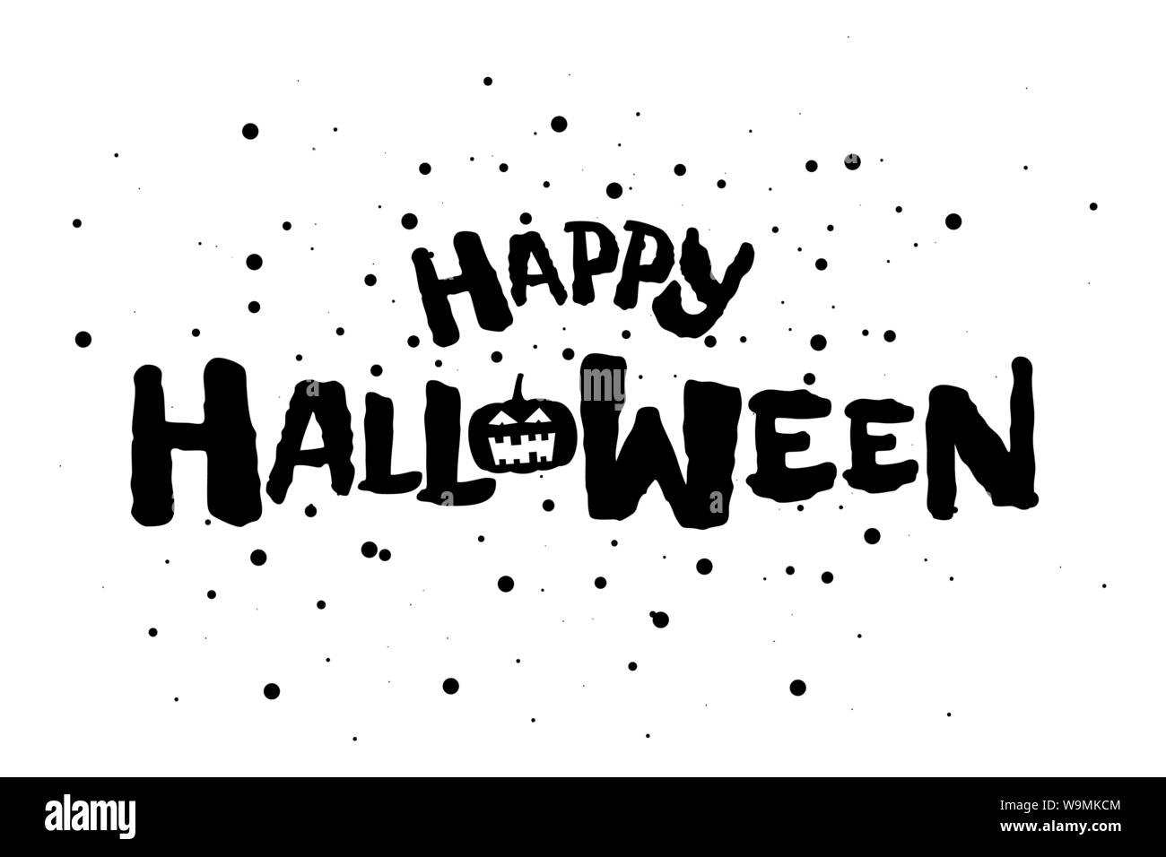 Happy Halloween scary Urlaub text Banner mit Jack O Lantern gruseligen Kürbis. Vektor Grußkarte Design vorlage Einladung Abbildung Stock Vektor
