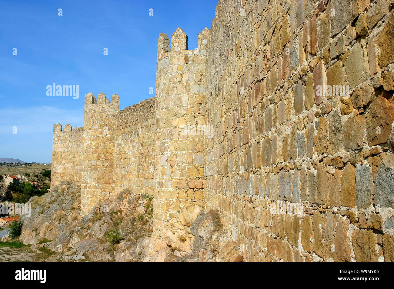 Die Steinmauer von Avila, Spanien Stockfoto