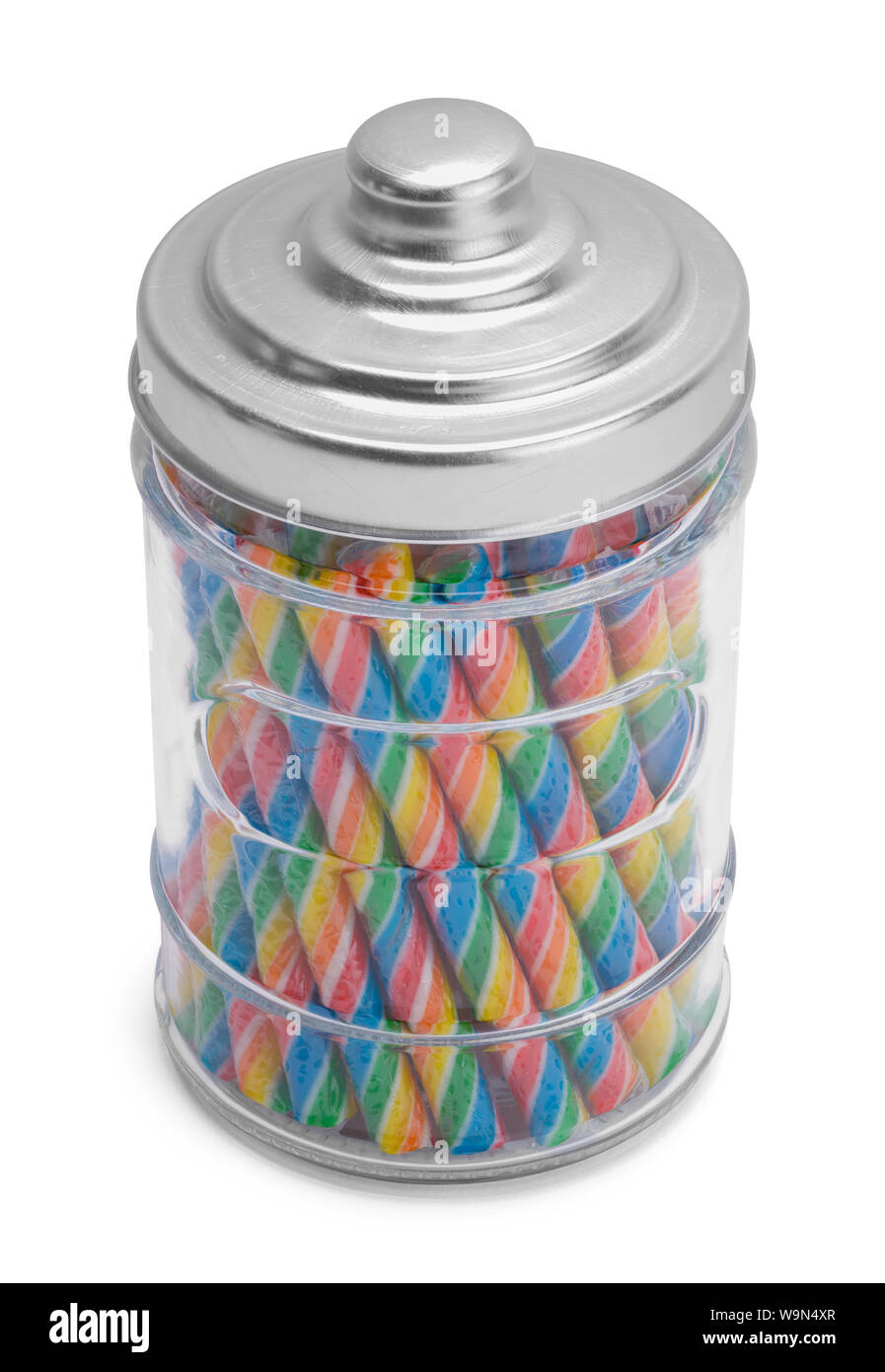 Fullk Candy Stick Jar isoliert auf weißem Hintergrund. Stockfoto