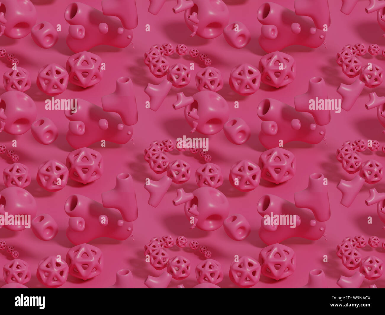 Zusammenfassung nahtlose Muster wiederholen von Rosa Mikro Biologie Formen auf rosa Hintergrund Stockfoto