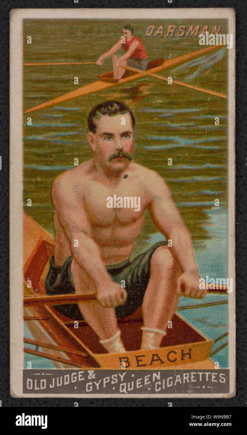 Strand, Ruderer alte Richter & Gipsy Queen Zigaretten. Stockfoto