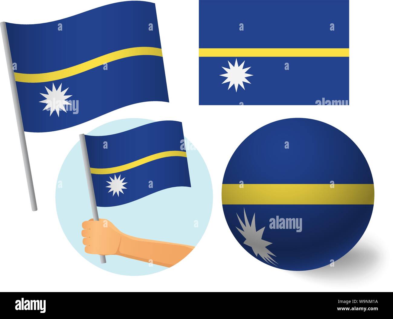 Nauru Flagge Symbol gesetzt. Nationalflagge von Nauru Vector ...
