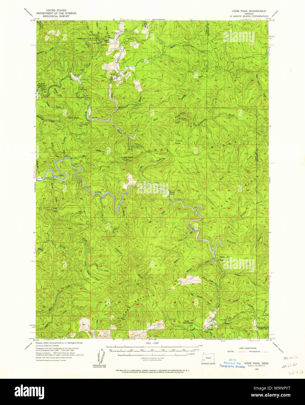 USGS Topo Karte Oregon Ivers Peak 282608 1955 62.500 Wiederherstellung Stockfoto