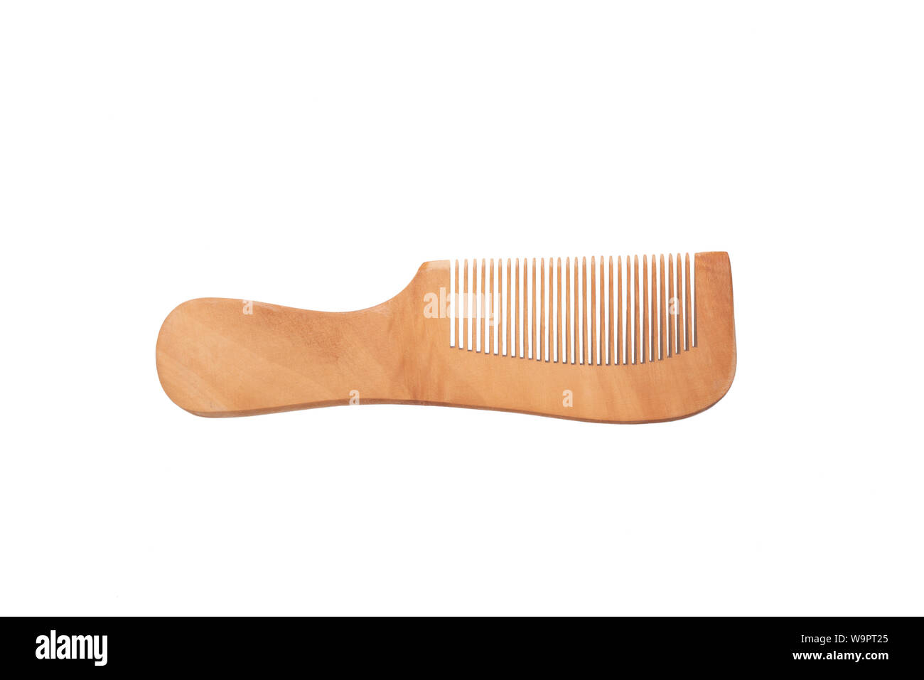 Holz- Kamm, Bambus Kamm auf weißem Hintergrund. eco Zubehör Stockfoto