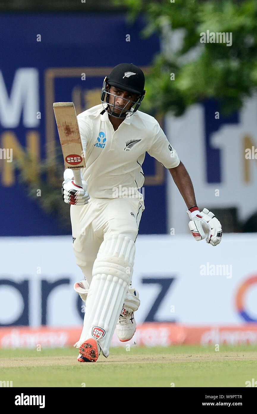 Galle, Sri Lanka. 14 Aug, 2019. Jeet Raval von Neuseeland während des Tages eine der ersten Testspiel zwischen Sri Lanka und Neuseeland bei Galle International Stadium. (Foto durch Isuru Peiris/Pacific Press) Quelle: Pacific Press Agency/Alamy leben Nachrichten Stockfoto