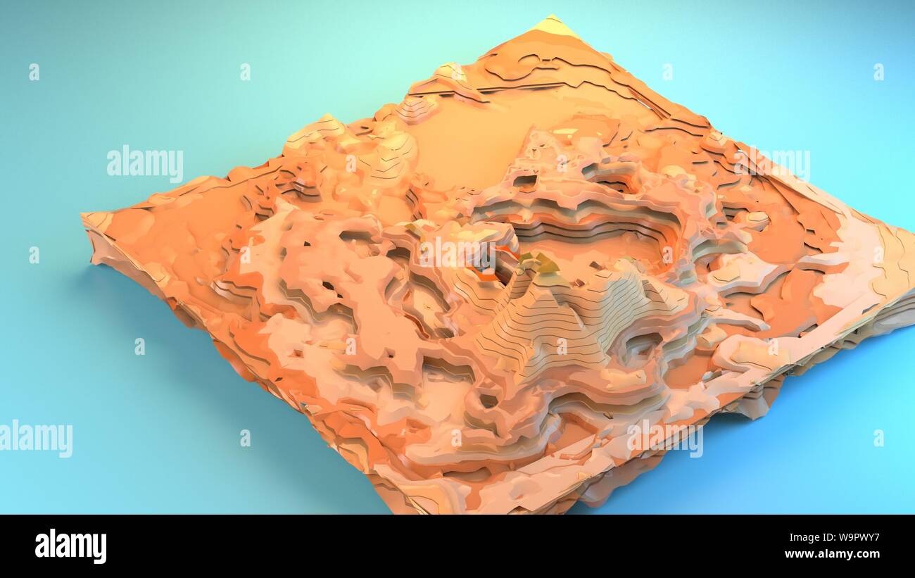 3D-rendering Canyon Diorama von oben nach unten Landschaft Beispieldiagramm stilisierte Spiel Umwelt kreative grafische Ressourcen Arizona unfruchtbar Dessert trocken Cartoon Stockfoto