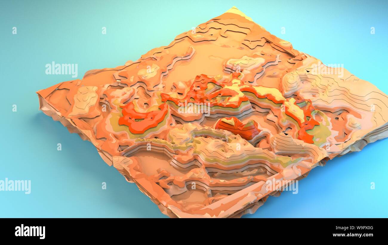 3D-rendering Canyon Diorama von oben nach unten Landschaft Beispieldiagramm stilisierte Spiel Umwelt kreative grafische Ressourcen Arizona unfruchtbar Dessert trocken Cartoon Stockfoto