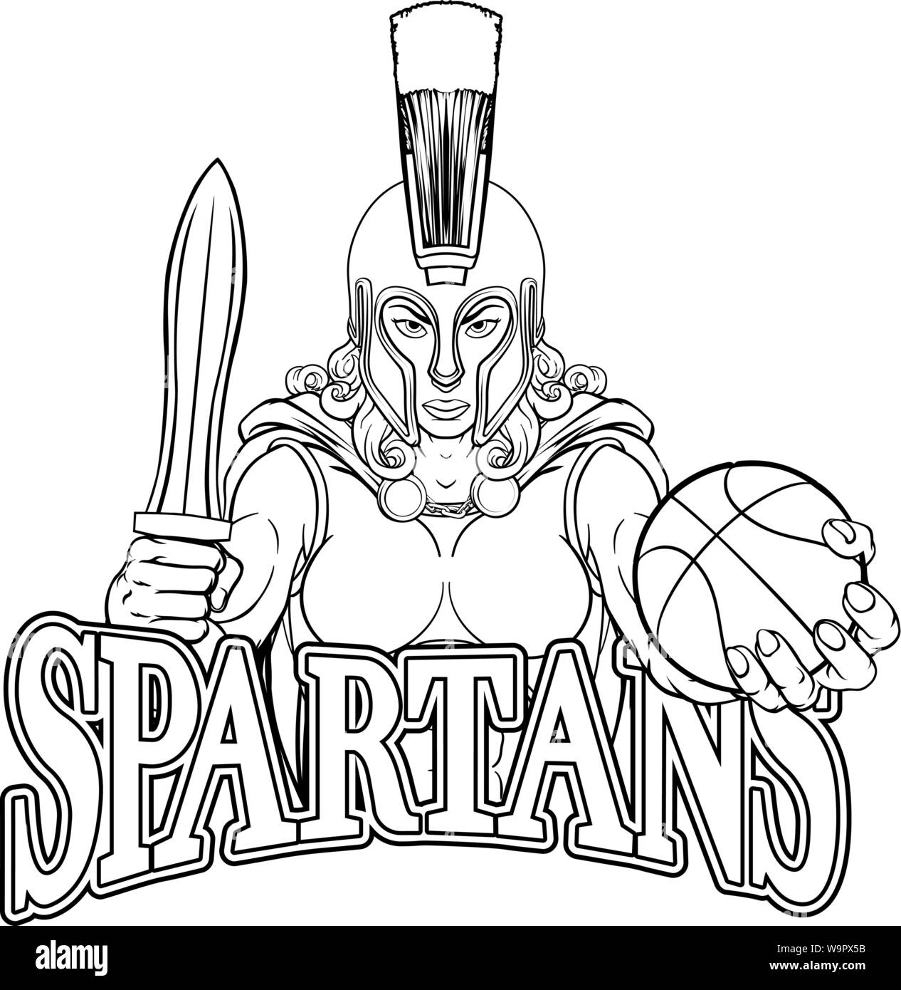 Spartan Trojan Gladiator Basketball Kriegerin Stock Vektor