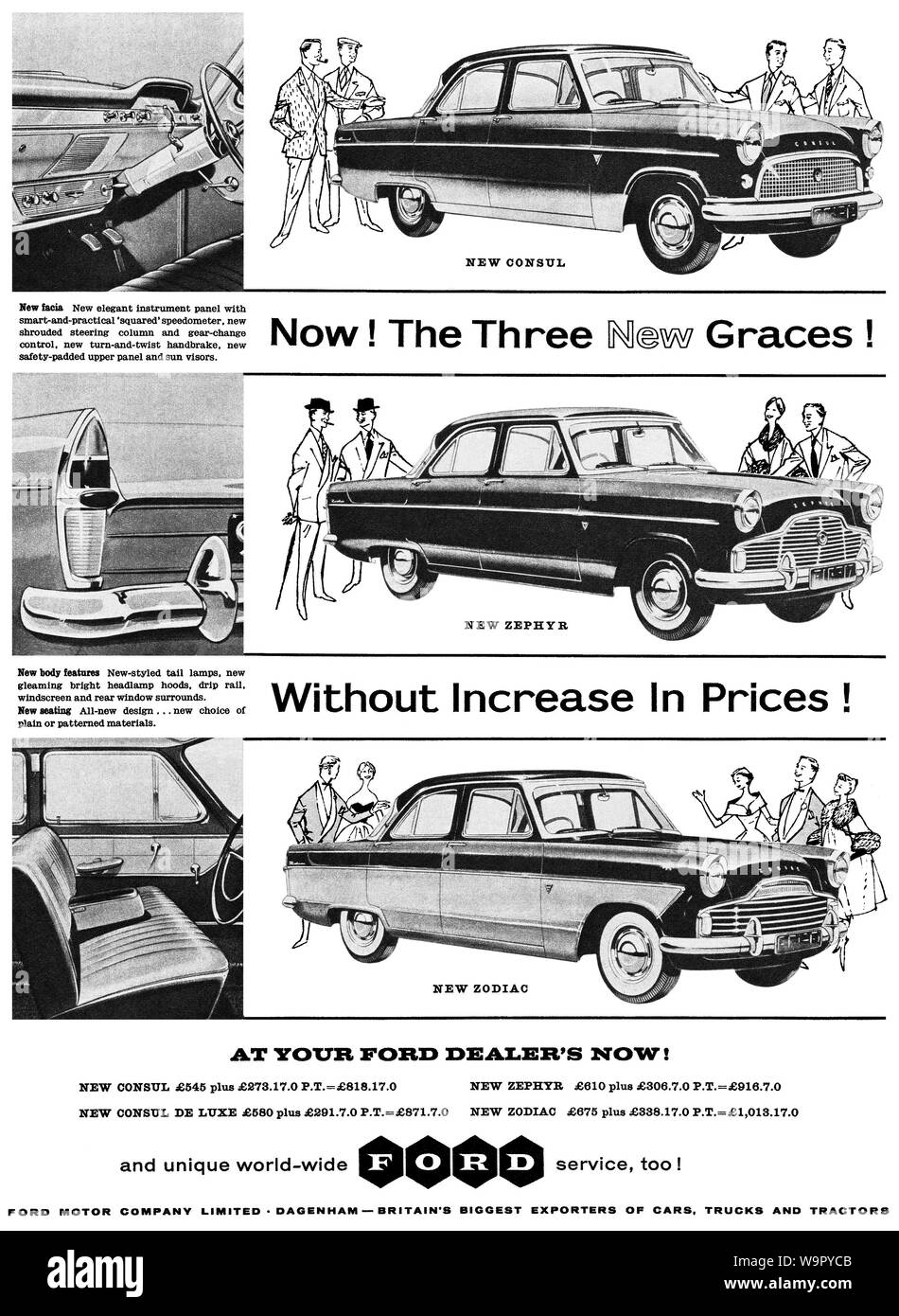 1959 britischen Werbung für Ford Motor Cars. Stockfoto