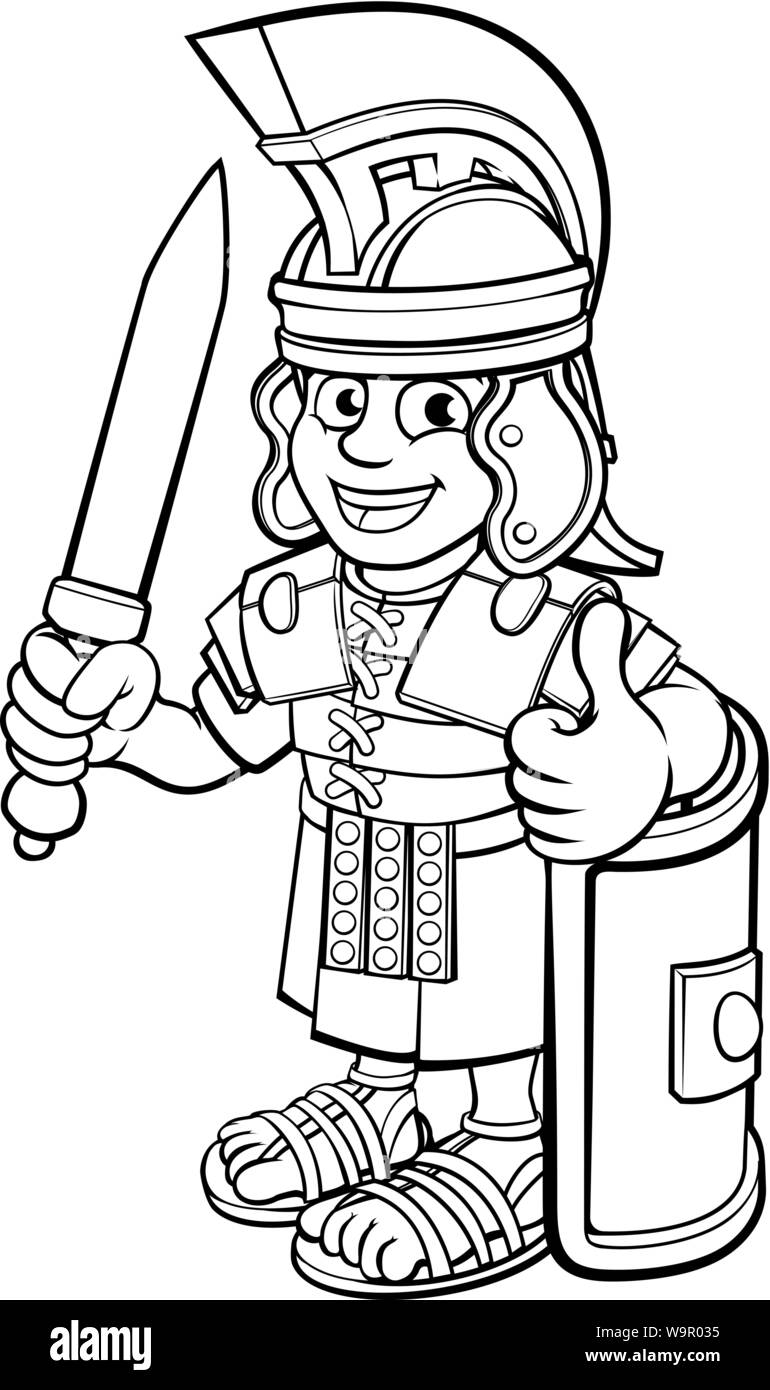 Römischer Soldat Zeichentrickfigur Stock Vektor