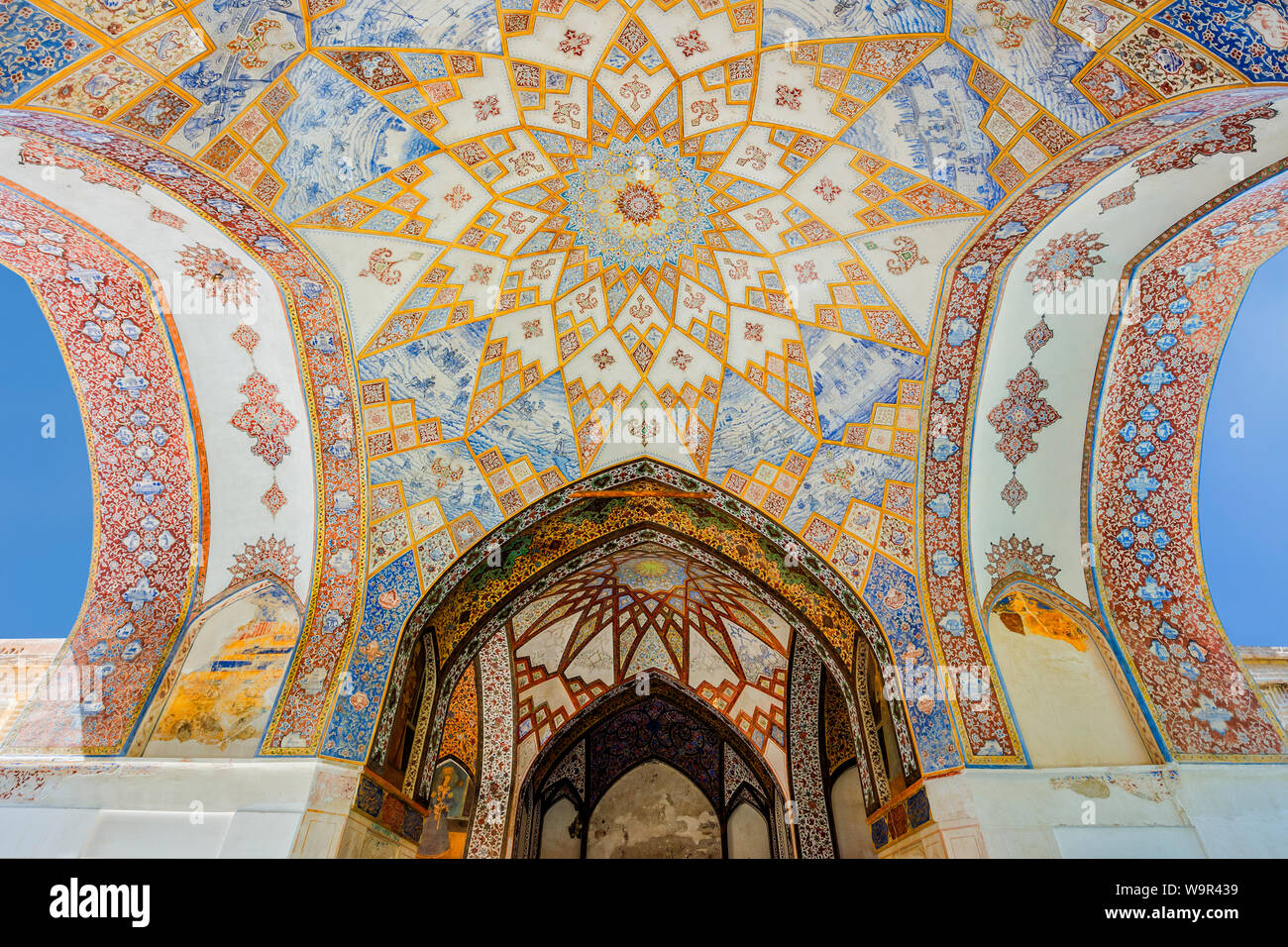 Fin Garten, Kushak Pavillon, Detail der Decke, Kashan, Isfahan Provinz, Islamische Republik Iran Stockfoto