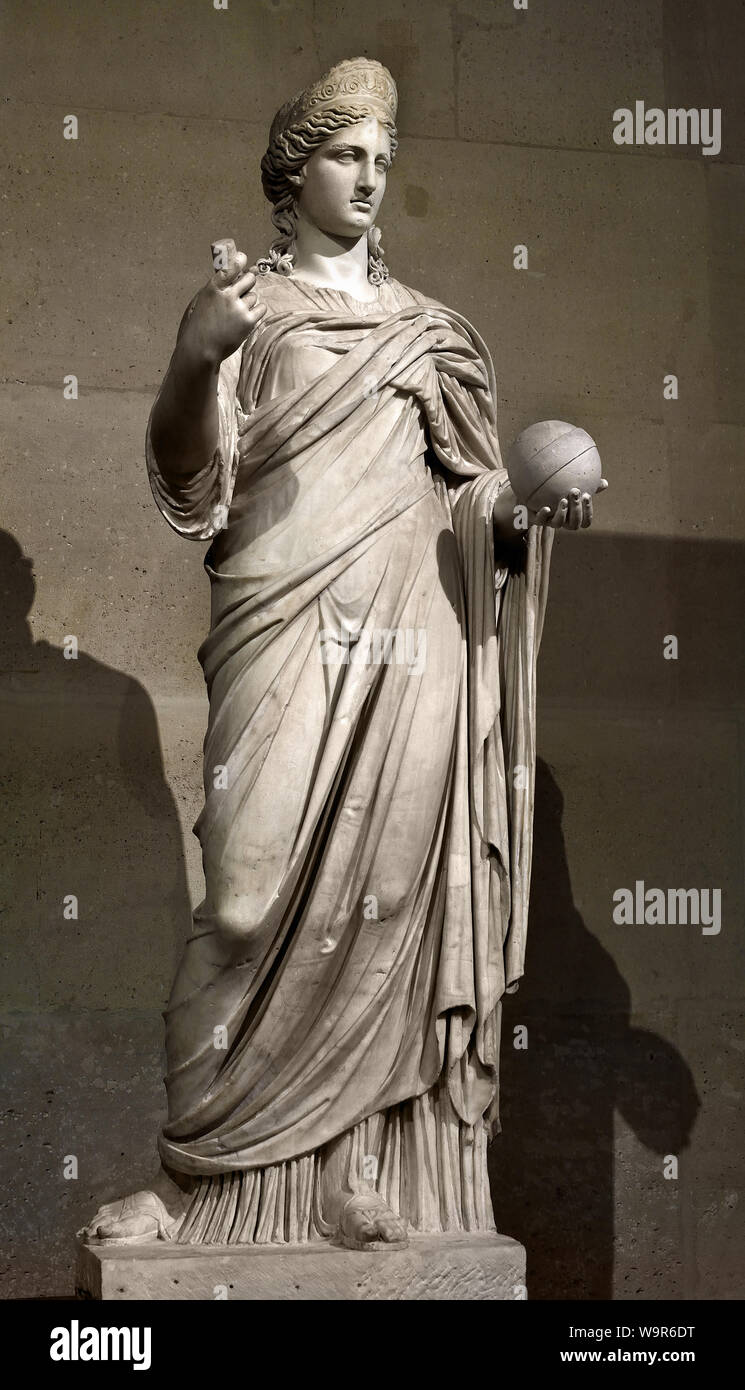 Statue von Juno, bekannt als Vorsehung 2. Jahrhundert Rom Roman, (die etwas schwerer Majestät der Vorhänge wie die idealisierte Kopf tragen der Diadem gut der Göttin Juno, die Frau von Jupiter geeignet sind. ) Griechisch Stockfoto