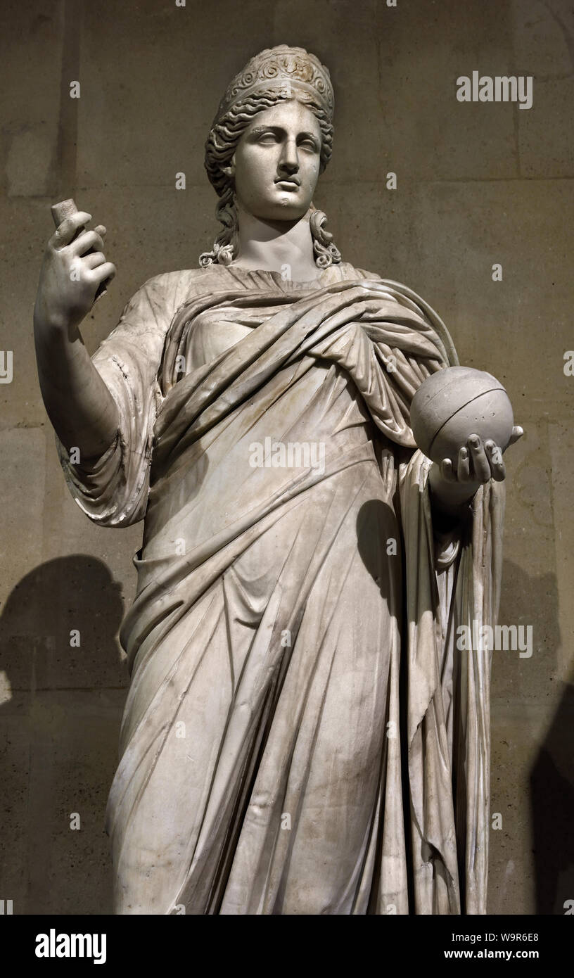 Statue von Juno, bekannt als Vorsehung 2. Jahrhundert Rom Roman, (die etwas schwerer Majestät der Vorhänge wie die idealisierte Kopf tragen der Diadem gut der Göttin Juno, die Frau von Jupiter geeignet sind. ) Griechisch Stockfoto