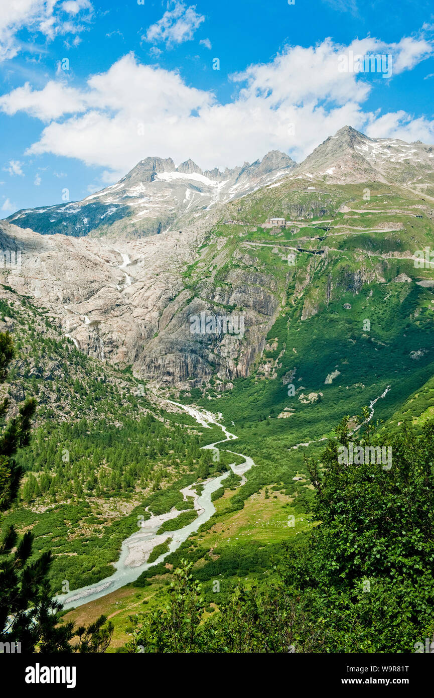 Furkapass, Pass Road, Gletsch, Wallis, Andermatt, Uri, Schweiz, Europa Stockfoto