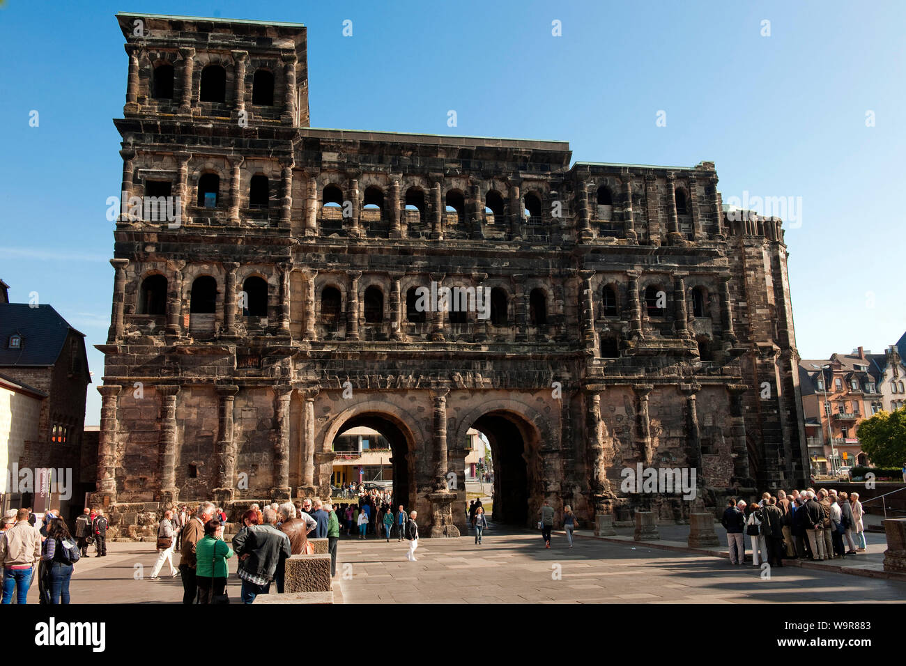 Römische Stadttor Porta Nigra, Trier, Rheinland-Pfalz, Deutschland, Europa Stockfoto