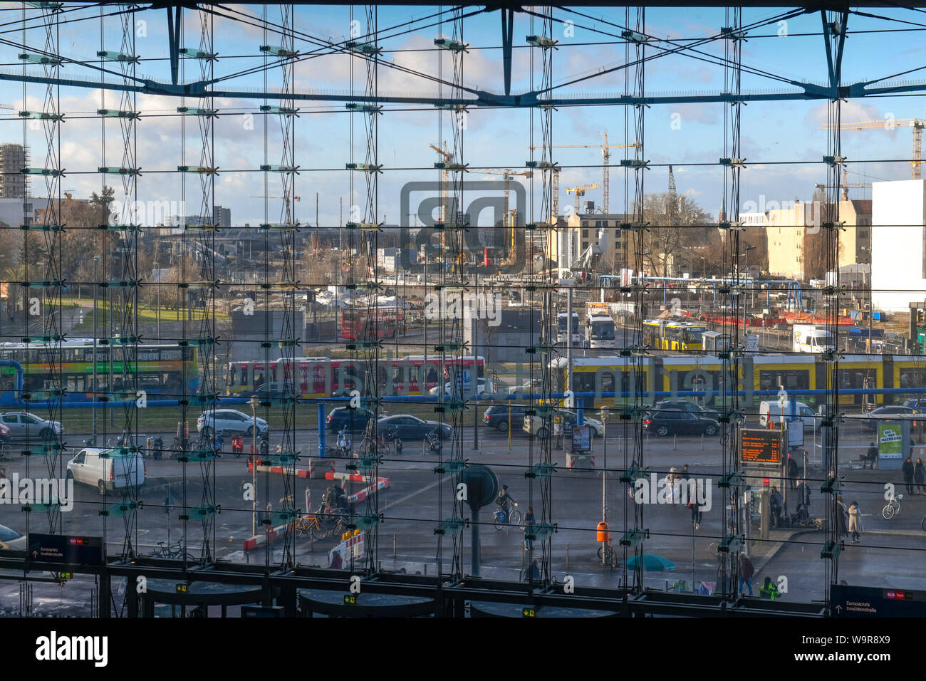 Glasfenster, Haupthalle, Hauptbahnhof, Moabit, Mitte, Berlin, Deutschland Stockfoto