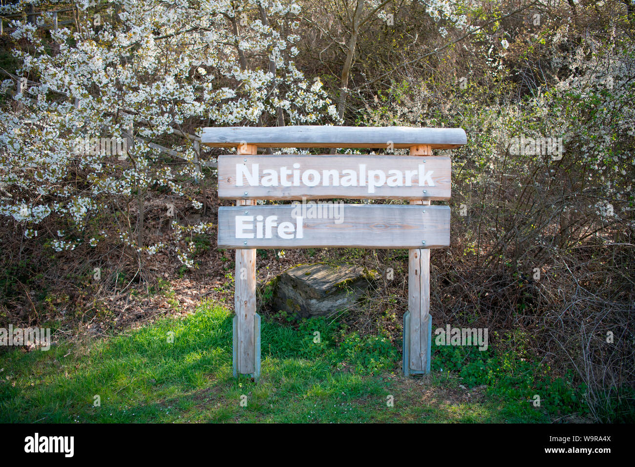 Nationalpark Eifel Zeichen, Nationalpark Eifel, Nordrhein-Westfalen, Deutschland, Europa Stockfoto