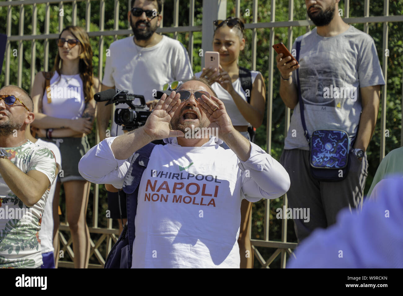 August 15, 2019, Castel Volturno, Caserta, Italien: Italien - Castel Volturno (CE) Minister des Innern Matteo salvini Führer der Liga Nord in der Provinz Caserta für die Konferenz zu Sicherheit. nach der Niederlage des amtierenden Ministerpräsidenten Conte Salvini, begann er seinen letzten Sicherheitsrat im Land der Brände. (Bild: © Fabio Sasso/ZUMA Draht) Stockfoto