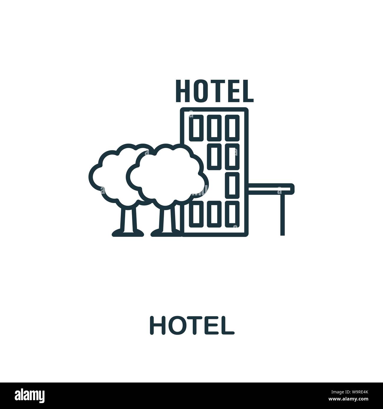 Hotel übersicht Symbol. Thin Line Konzept Element aus dem Tourismus icons Collection. Kreative Hotel Icon für mobile Anwendungen und Internetnutzung Stock Vektor