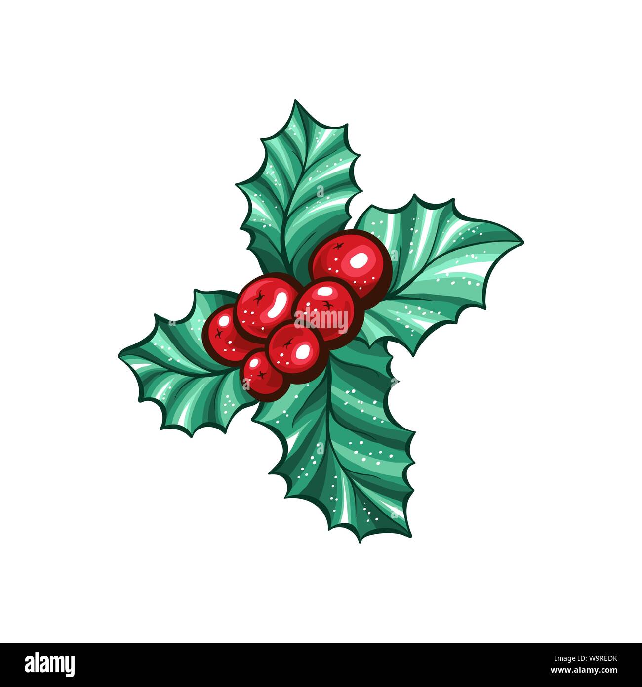 Weihnachten berry Holly oder Ilex. Rot Weihnachten Zweig Obst. Winter aquifolium Blätter Dekor. Weihnachten berry traditionelle isolierte Vektor Symbol Stock Vektor