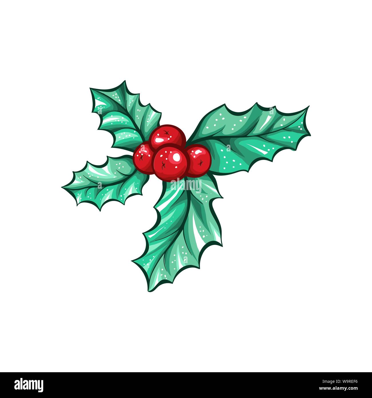 Weihnachten berry Holly oder Ilex. Rot Weihnachten Zweig Obst. Winter aquifolium Blätter Dekor. Weihnachten berry traditionelle isolierte Vektor Symbol Stock Vektor