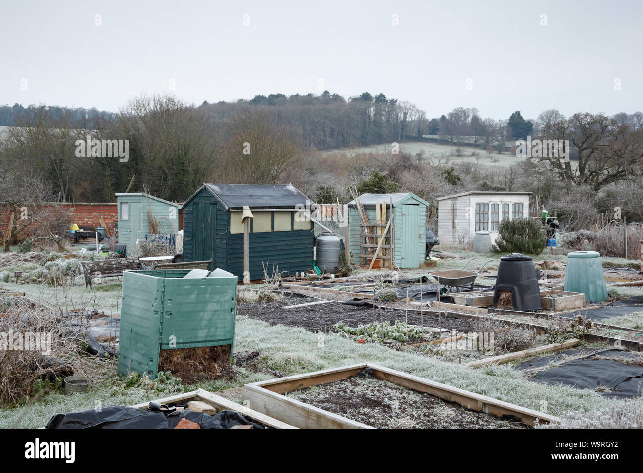 Zuteilungen an einem frostigen Winter's Morgen. Bristol. UK. Stockfoto